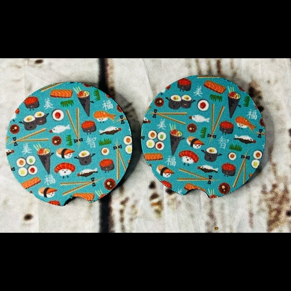 Sushi Kawaii Green Car Cup Coasters